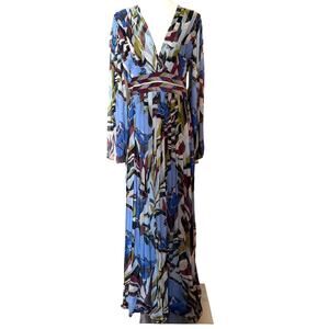 Emilio Pucci NWT Vintage Silk Sequin Iride Pattern Blue Dress Gown RARE -42/US8